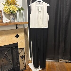Vince Black and White Sleeveless Jumpsuit